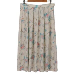 Koret Career Vintage 80s Pleated Midi Skirt Womens Size 10 Floral Fan Bow Office